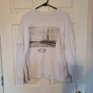 Womens white Bon Voyage Mon Ami Paris France pullover sweatshirt - size M